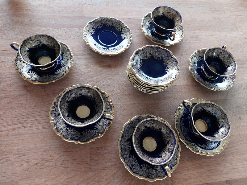 Lindner Kueps Bavaria Echt Cobalt Espresso Tassen Untertassen Mokkatassen Schale