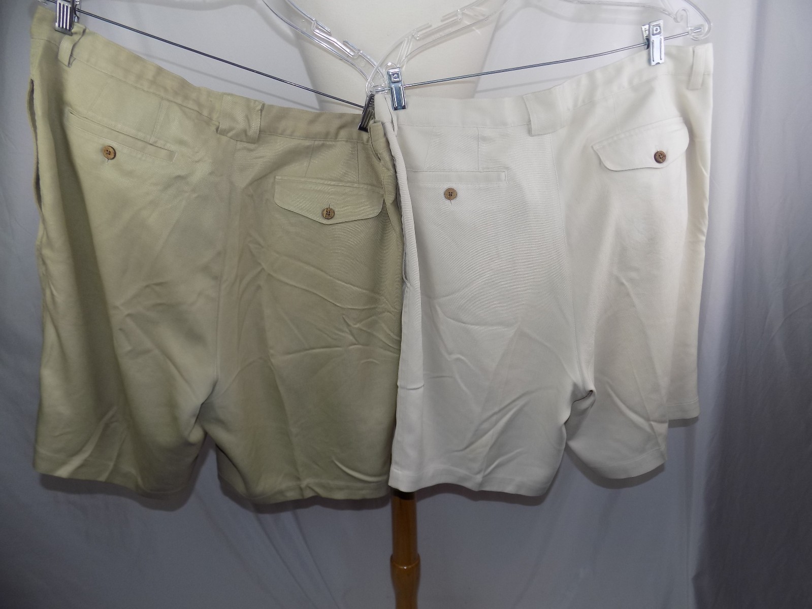 Lot of 2 Tommy Bahama Relax Silk Men's 36 x 9.5 Casual Khaki & Ivory Shorts