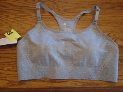 All in Motion gray Sports Bra 8P9R9, High Activity/Support Seamless Med.