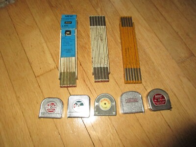 Vintage Carpenters Wooden Ruler Tape Measure Lot Lufkin Plibrico Lufkin Stanley