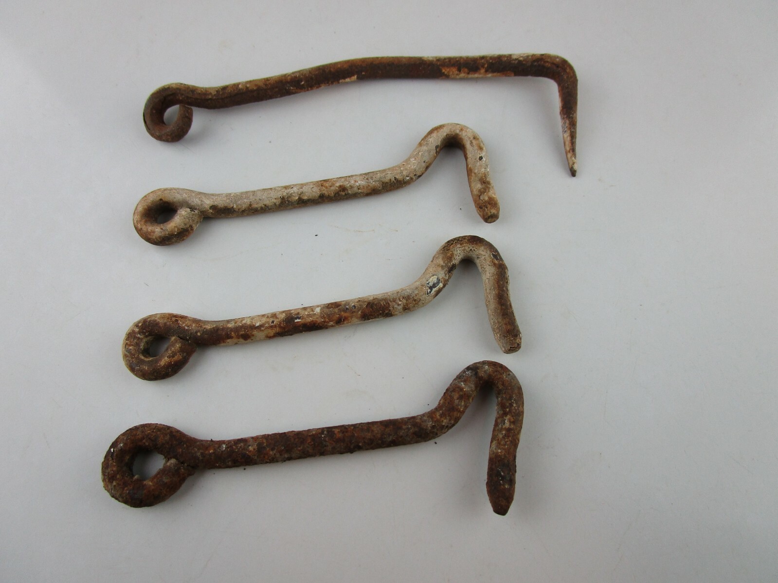 Vintage Antique Iron Latch Hooks Rustic Gate Barn Door 6-1/4'', 5'' Lot of 4