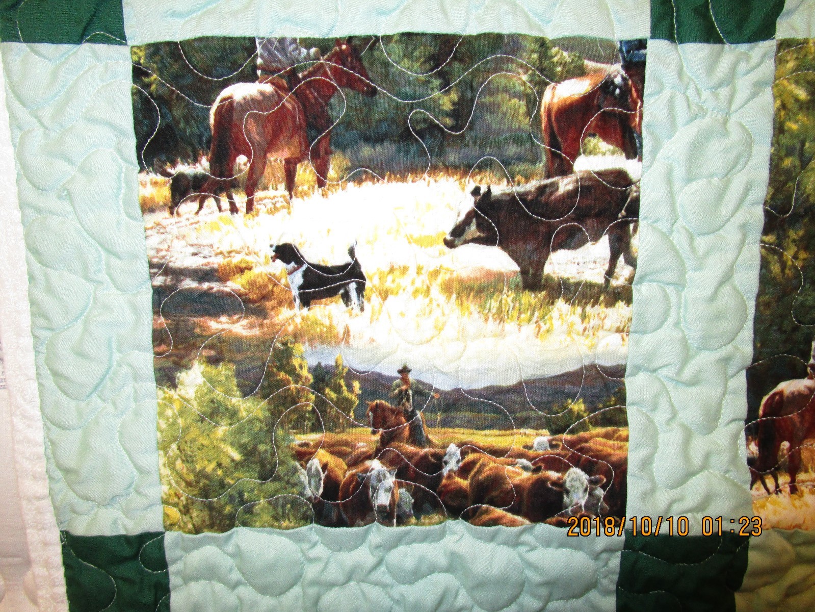 Handmade Quilt- Cattle drive- 46 X 69