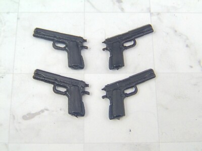 Custom Weapons 1:12 Scale 6'' M1911 .45 Handguns Pistols Arsenal Pack 4 PC LOT