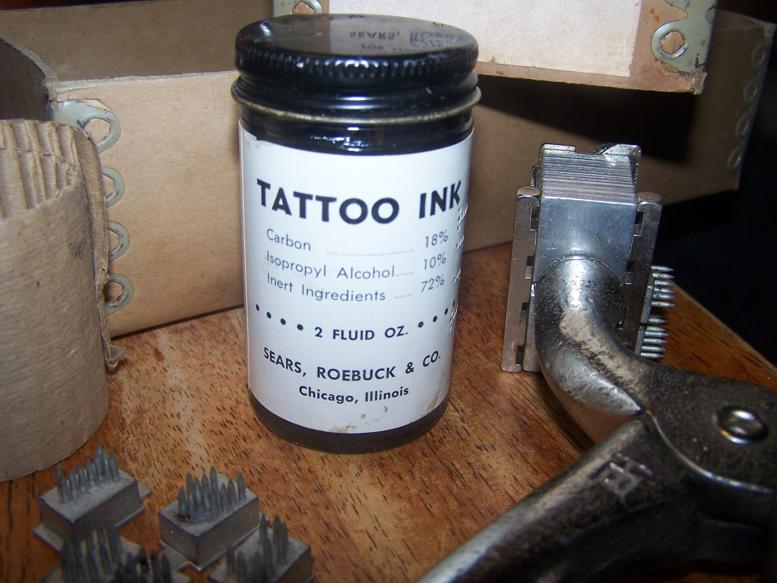 Vintage Sears, Roebuck Revolving Head Cattle Livestock Tattoo Outfit Kit, Tool