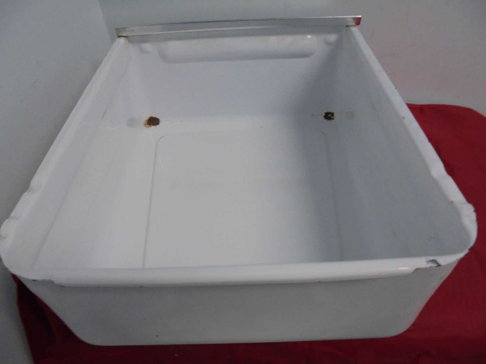 Vintage white enamel vegetable crisper replacement drawer old refrigerator