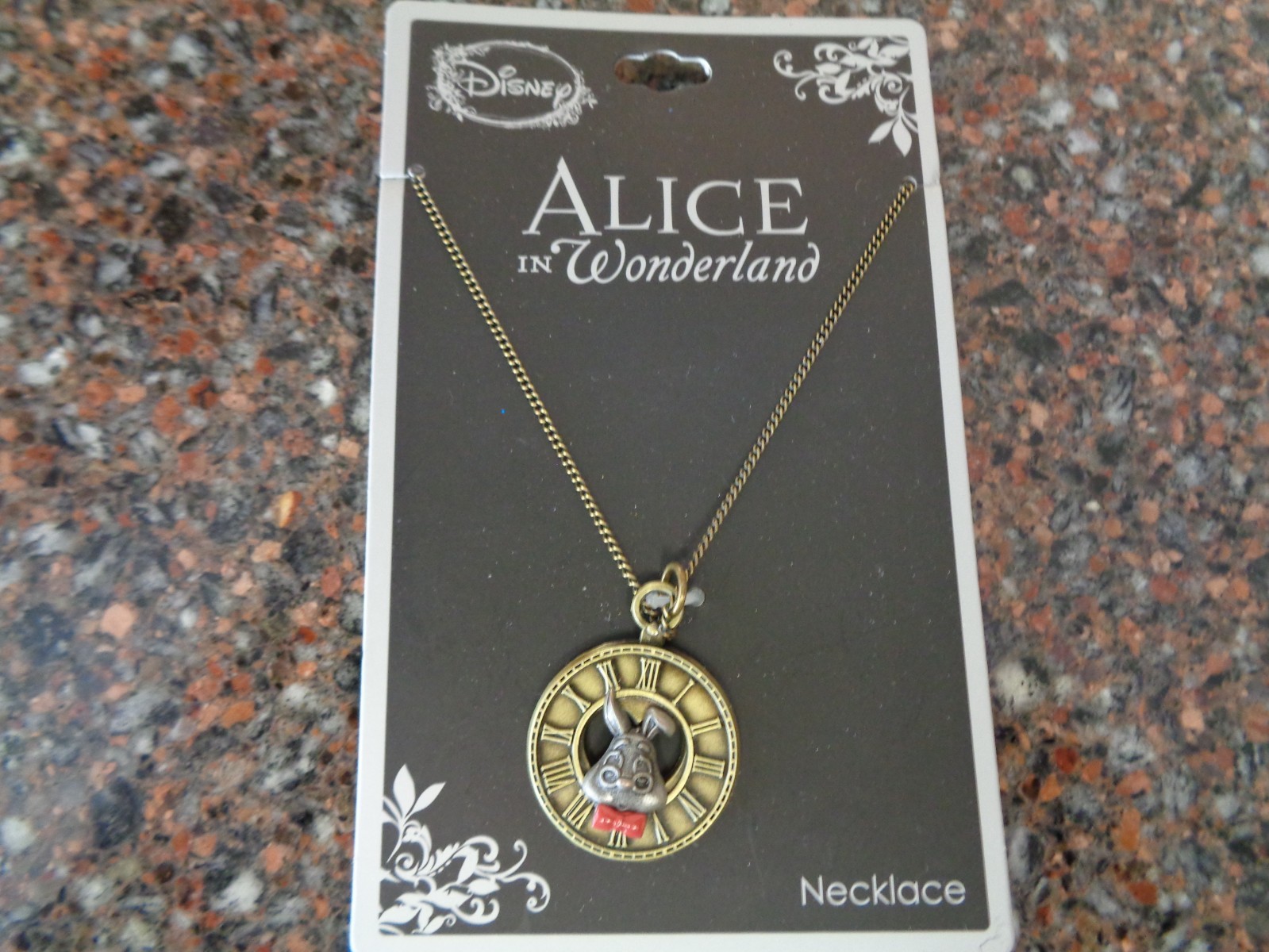 Alice in Wonderland White Rabbit Clock Pendant Necklace