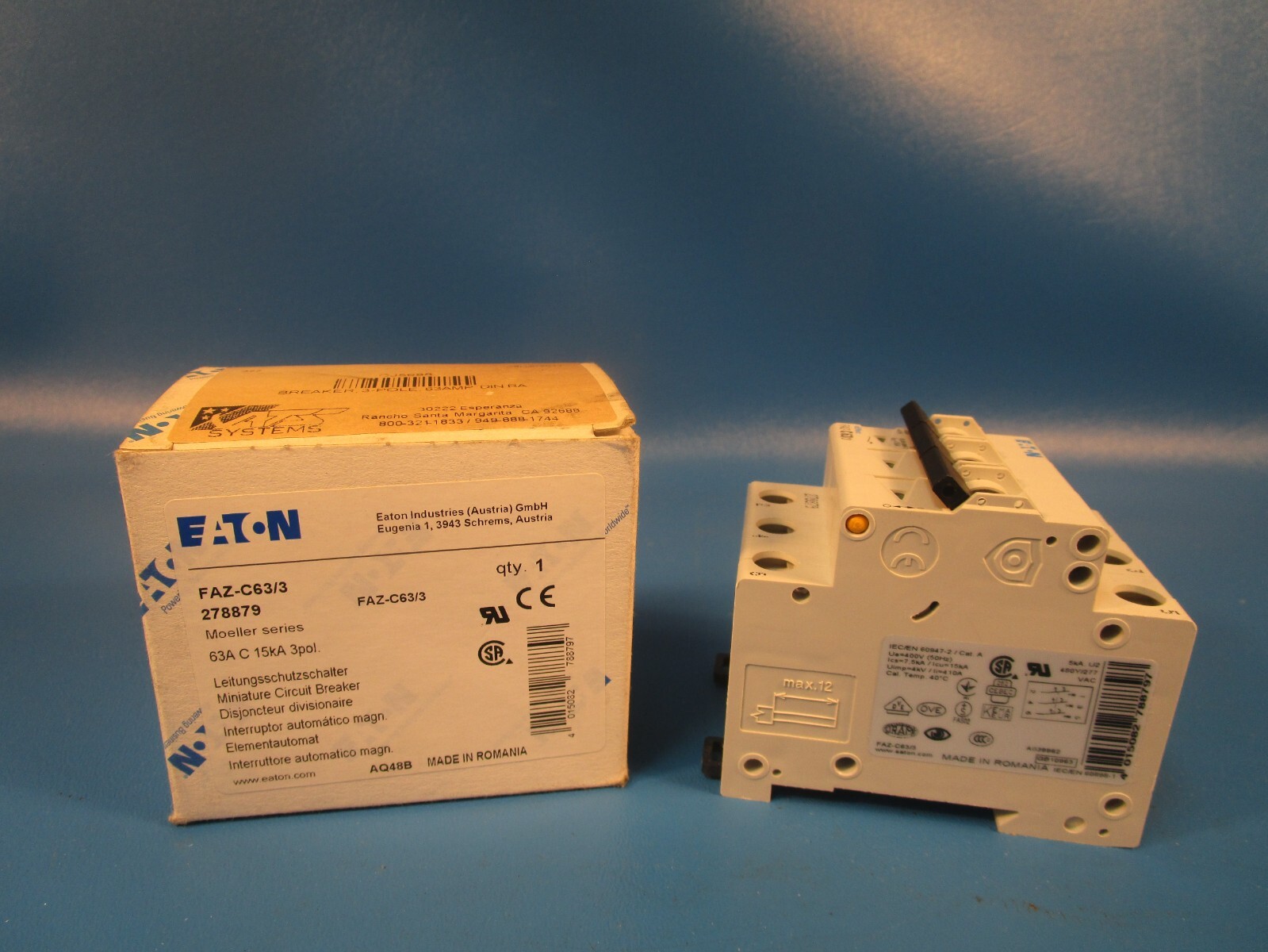 CHAIVUTRUAMRUDEEKOOL 【DIMENTIONOFCOLOUR】 EATON FAZ-C63/3, 278879, Moeller Miniature Circuit Breaker