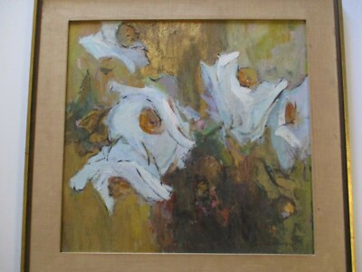 ROSE BAUMRUKER OIL PAINTING ABSTRACT EXPRESSIONISM FLORAL MODERNISM MID CENTURY
