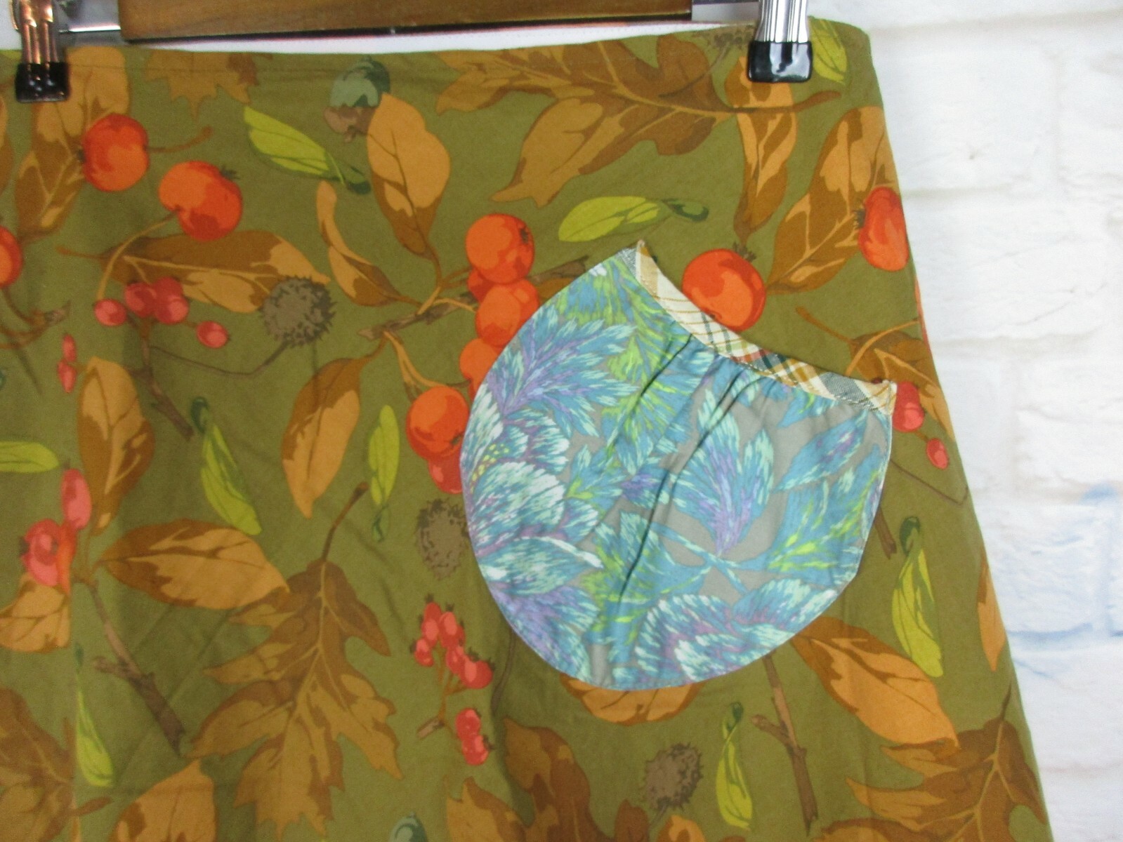 Matilda Jane women's size 6 Brown and Blue Fall Acorn Leaves A-Line Skirt