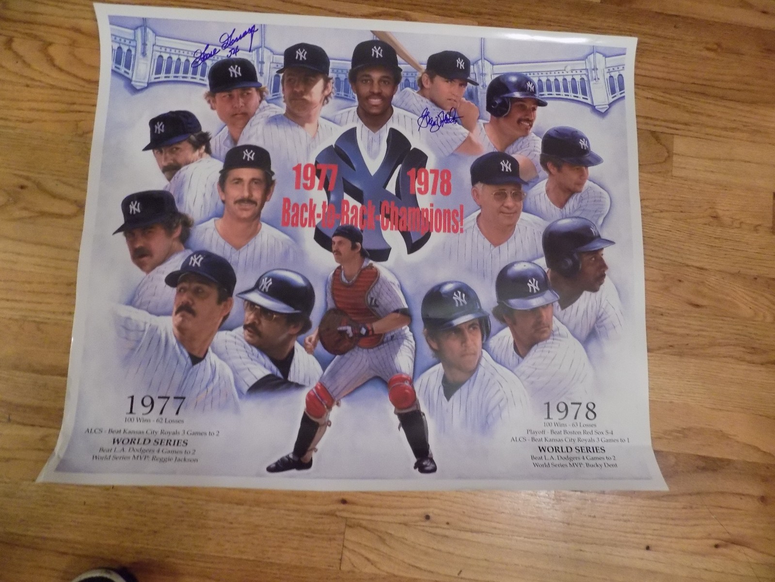 1977 1978 New York Yankees Poster Signed by Nettles and
