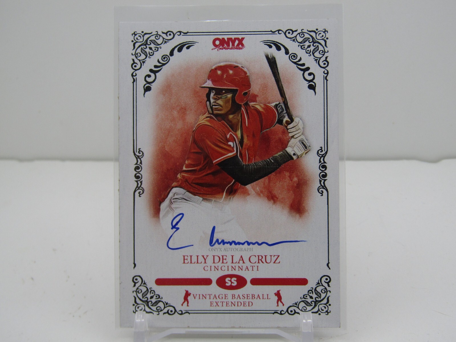 ELLY DE LA CRUZ 2022 ONYX ON CARD BLUE INK AUTOGRAPH AUTO