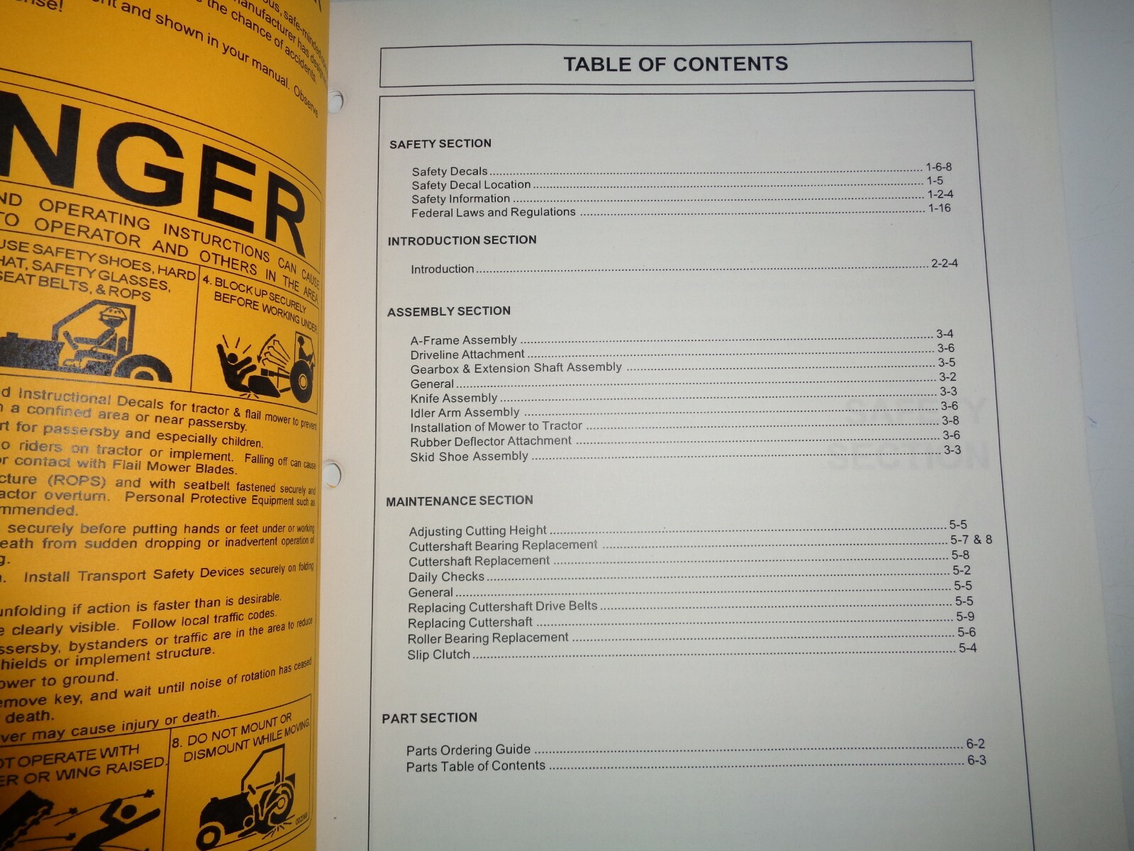 Alamo SHD62 SHD74 SHD88 SHD96 Heavy Duty Flail Mower Operators / Parts Manual