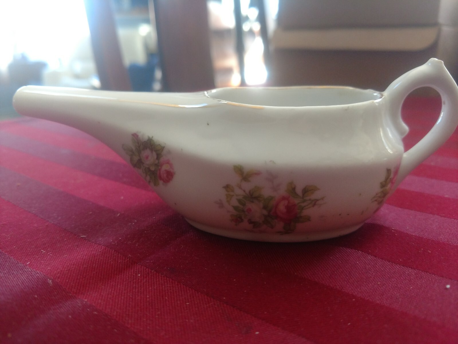 Antique / Vintage Neti Pot, Hand Painted Baby Feeder England Pottery Nose Clean