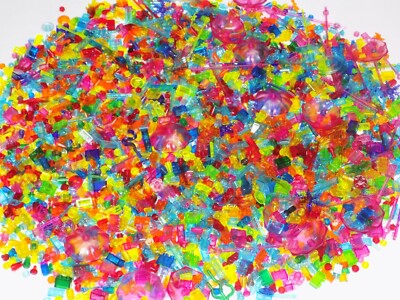 LEGO 100 pc TRANSPARENT TRANSLUCENT BUILDING PIECES {WASHED}
