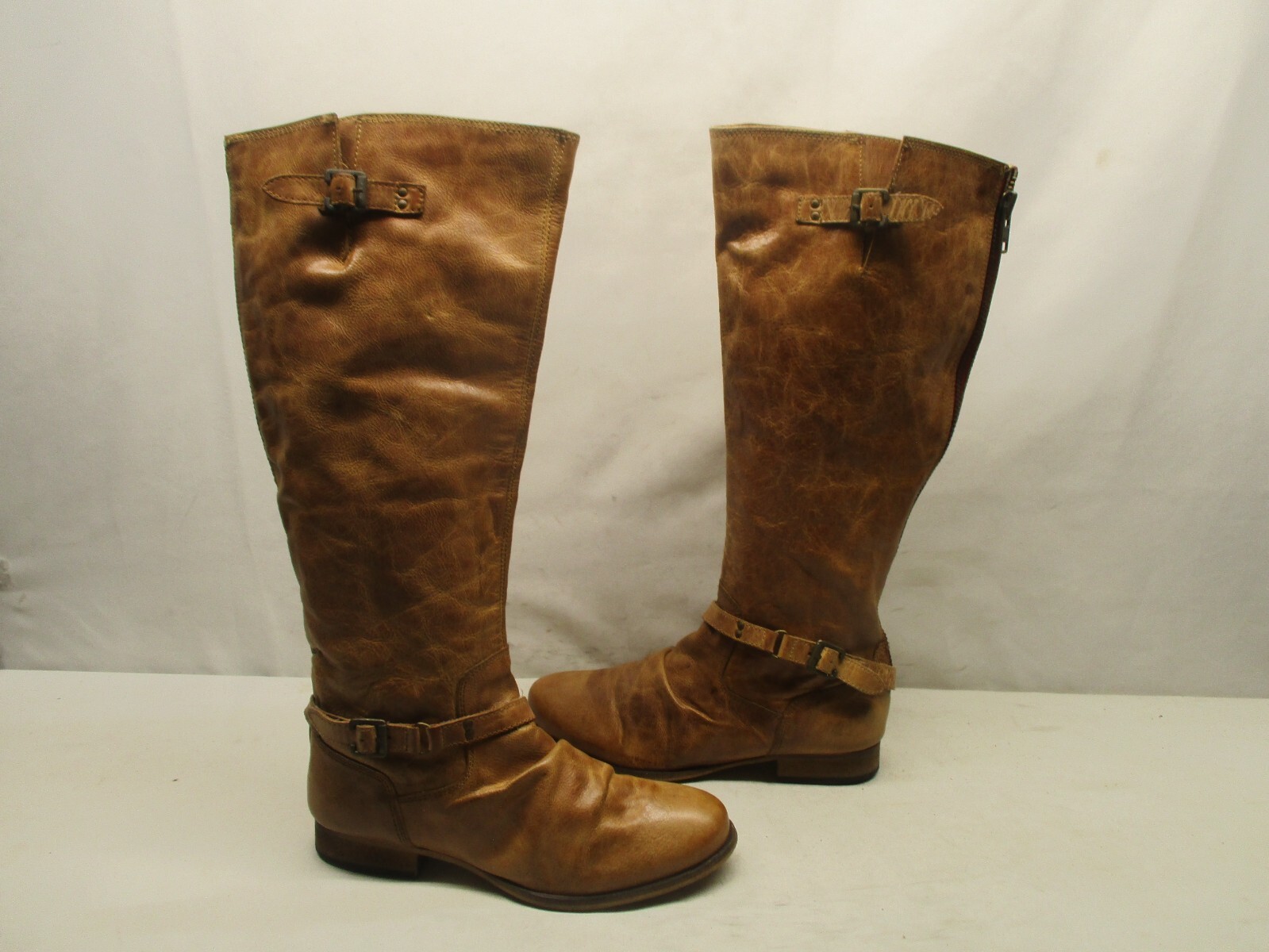 Skechers Tan Leather Zip Knee High Riding Boots Womens Size