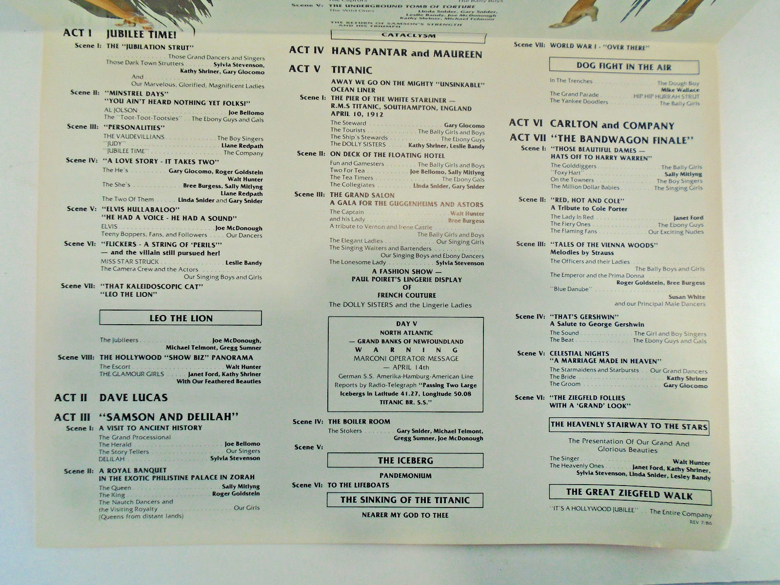 Donn Ardens Jubilee Program Sheet 1980s Showgirls Las Vegas MGM Grand