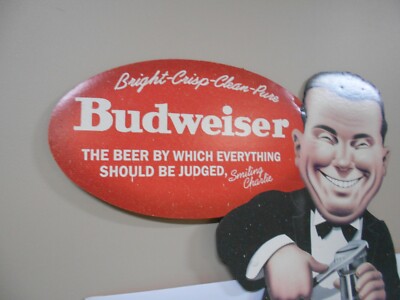 CARDBOARD BUDWEISER BEER SIGN - STANDS 38