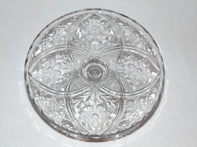 ANTIQUE VICTORIAN EARLY AMERICAN PRESSED GLASS Eapg PEDESTAL CAKE STAND  A+
