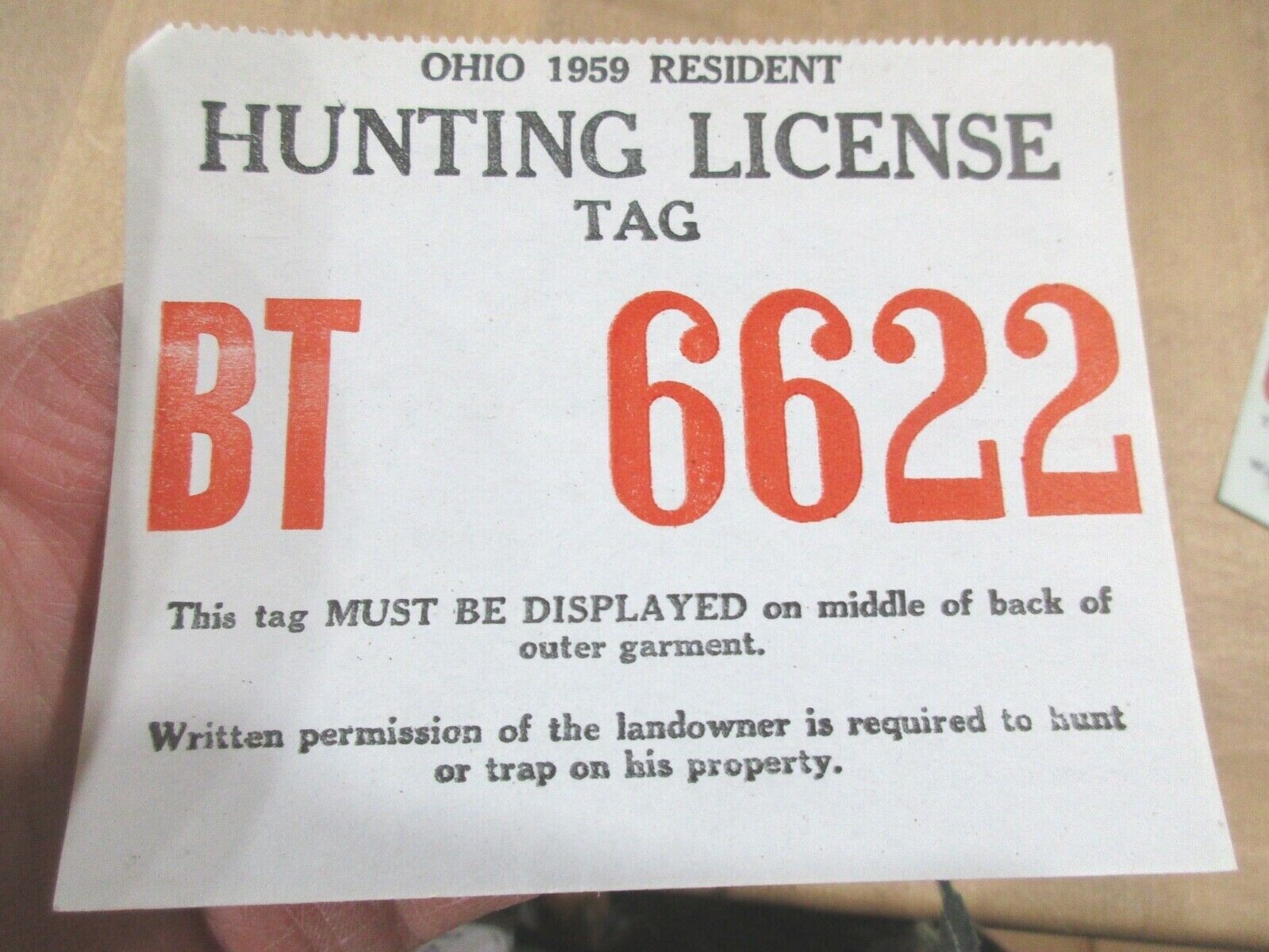 Купить Винтаж лицензии Vintage 1959 Ohio Resident Hunting /trapping