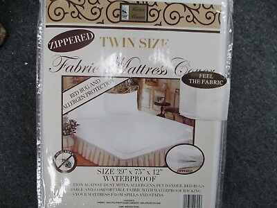 Better Home Zippered FABRIC  Mattress Cover Waterproof/ Bug Free - TWIN SIZE