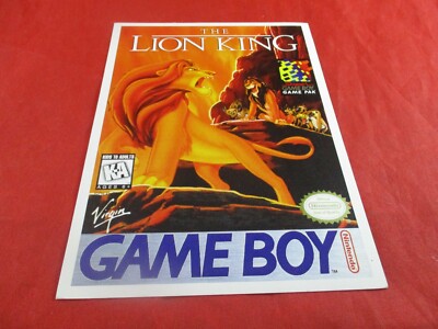 Disney's The Lion King Nintendo Game Boy Promotional Store Shelf Display Card 