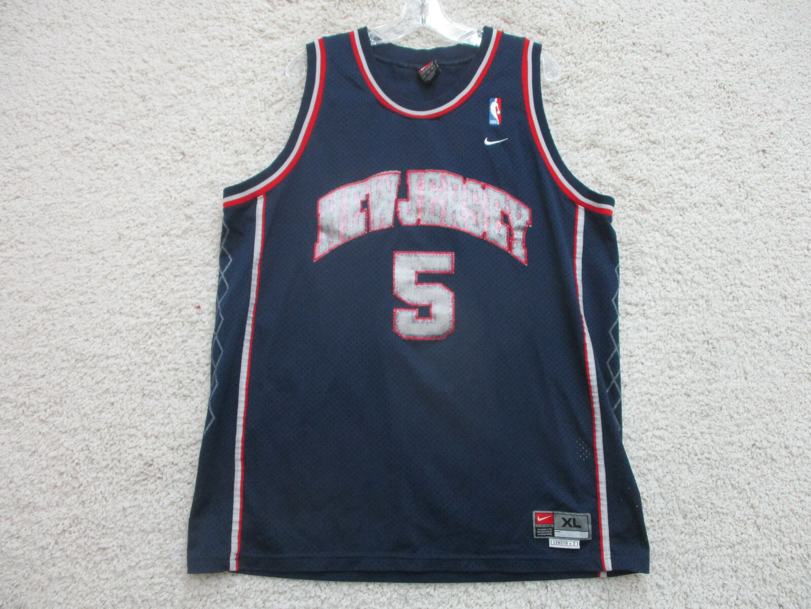 VINTAGE Nike New Jersey Nets Extra Large Adult Blue #5 Kidd