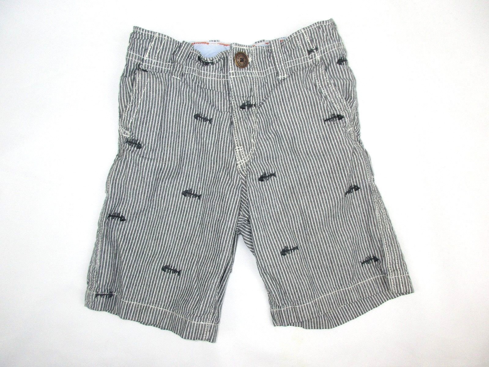 Baby Gap Boys size 4 Years Blue Striped Fish Adjustable Waist Shorts KM88