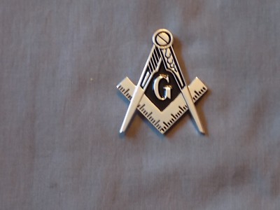Masonic 2'' Car Emblem Master Mason Cut Out Square Compass Metal Fraternity NEW!
