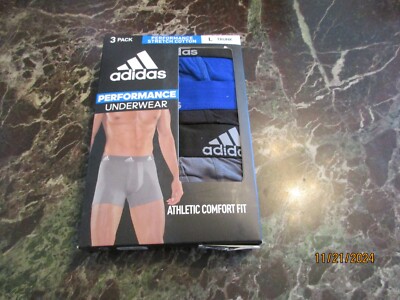 Adidas 3 Pack Asst Performance Stretch Cotton Athletic Trunk Underwear Men's L