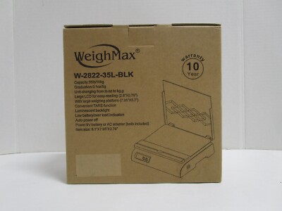 WEIGHMAX USPS Style 35Lb x 0.1 OZ Digital Postal Scale W/ PWR SUPPLY NEW!
