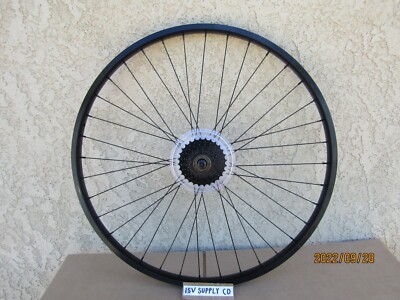 29''  BLACK ALUMINUM REAR 6 SPEEDS BICYCLE WHEEL, FOR MTB, GT, HUFFY, ETC.