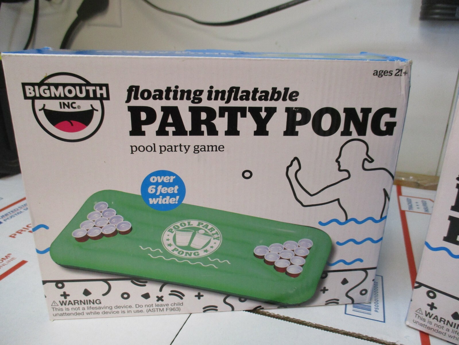 BIG MOUTH  PARTY INFLATABLE PARTY PONG & GIANT WHITE SWAN POOL FLOAT NEW