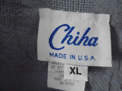 CHIHA Lot 2 Cotton ROBES L / XL Fit Size 16 Blue / Black Made USA