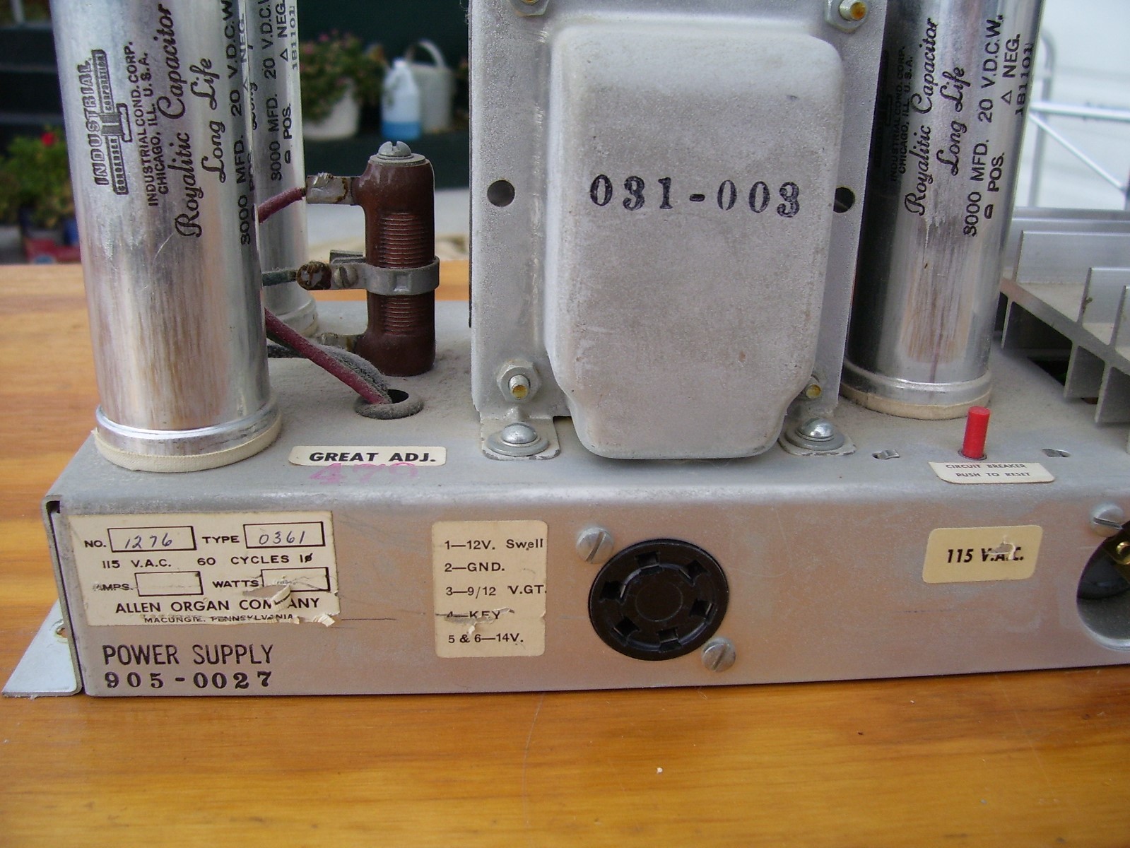 Allen Organ vtg power supply amplifier 1276 0361 royalitic capacitor