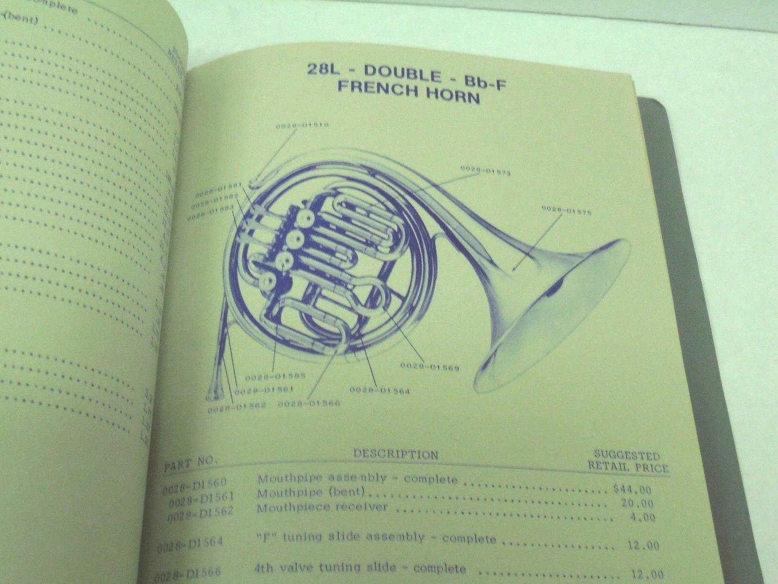 Vintage Band Instrument Parts List DEG MUSIC PRODUCTS - Not Dated Soft Binder