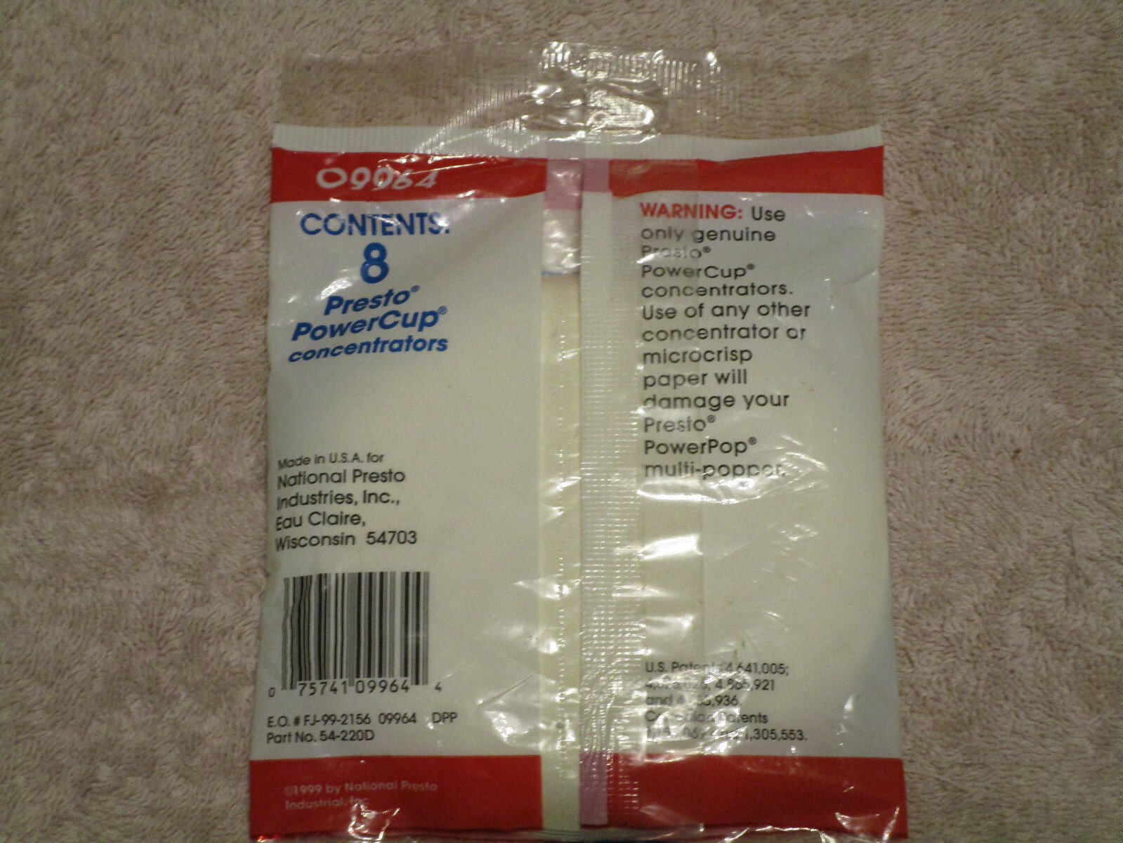 GENUINE PRESTO POWER CUP MICROWAVE POPCORN CONCENTRATOR - #09964 8-PACK