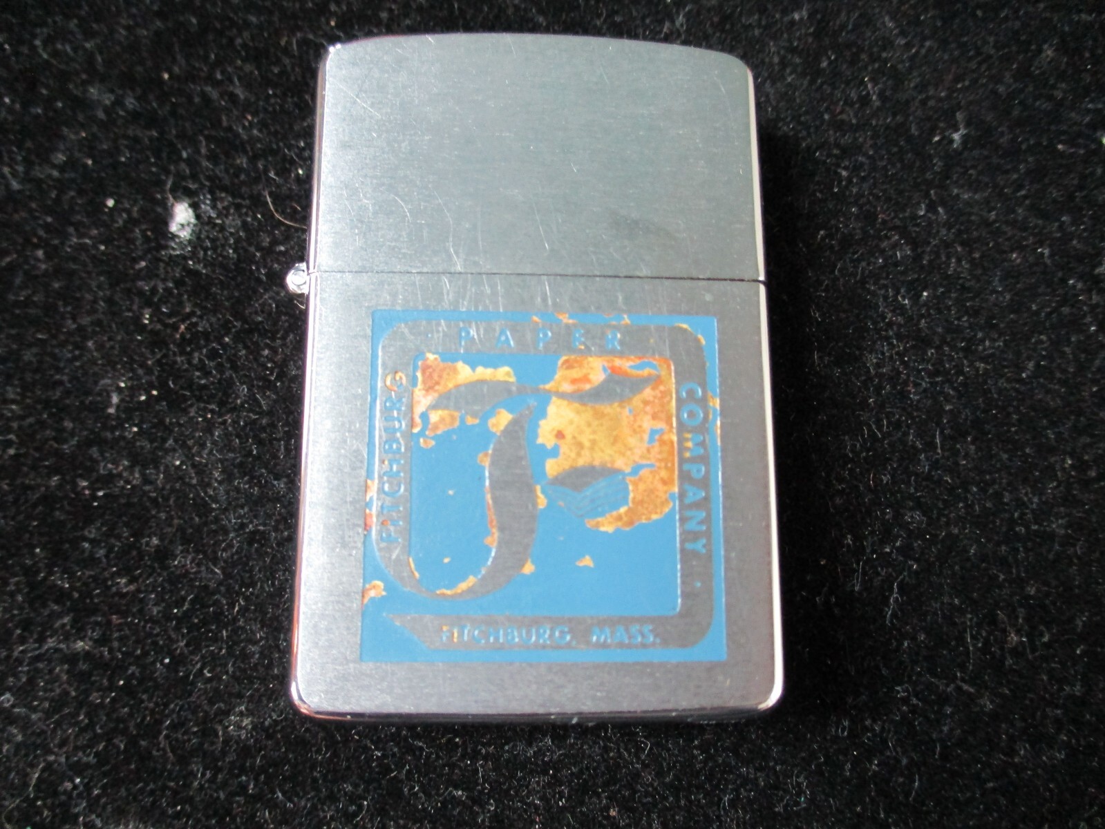Vintage ZIPPO Lighter Fitchburg Mass. Paper Company 2 1/4" Tall x 1 1/2