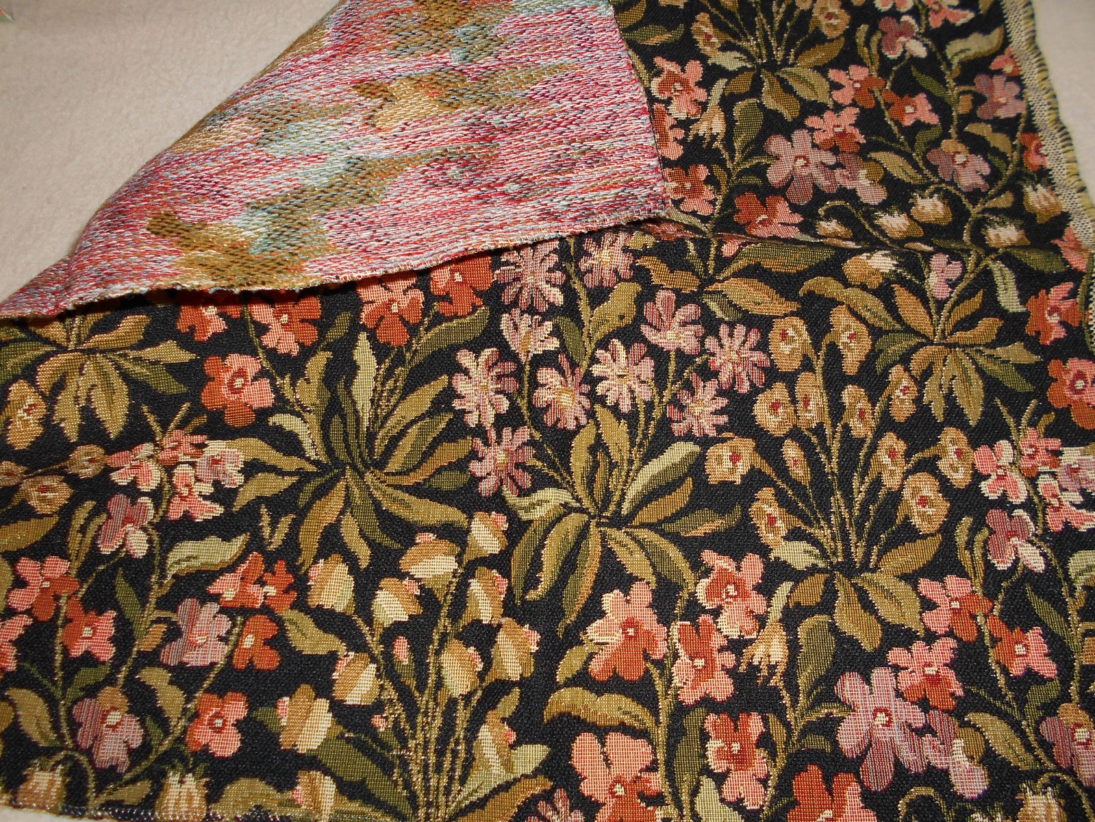 CLARENCE HOUSE Tapestry Fabric Coral Flowers Small Remnant