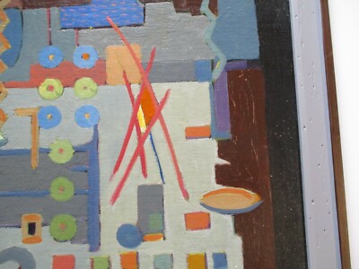 VINTAGE SURREAL ABSTRACT PAINTING MODERNISM MID CENTURY EXPRESSIONISM CUBISM OLD