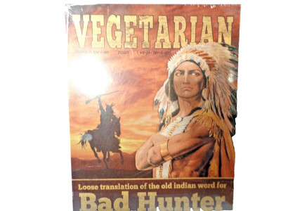 2 New Metal Signs Vegetarian L Turn in Your Weapons s