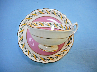 Paragon Vintage Cup & Saucer Pink w/Gold Ribbon
