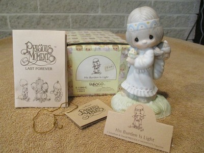 Precious Moments  His Burden Is Light  E-1380/G In BoxGirl Fish Mark 1977
