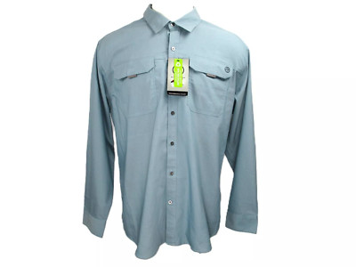 S Wrangler Men's Regular Fit ATG Long Sleeve Button Down Shirt SMALL Light Blue