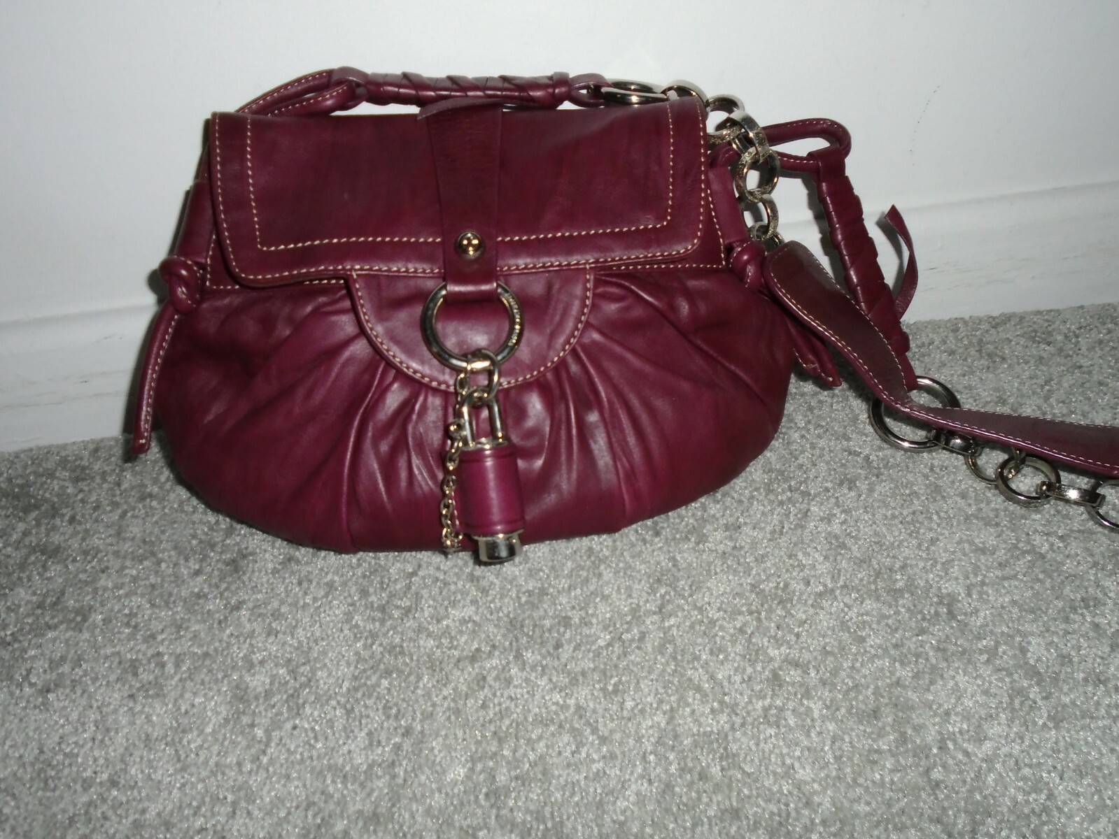 Francesco Biasia Oxblood Red Leather Handbag With Lock | eBay