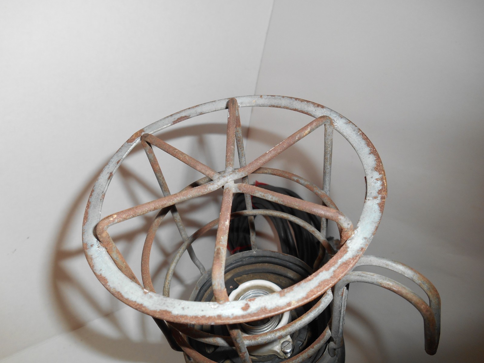 Vintage Industrial Mechanics Trouble Light with Metal Cage and Hook