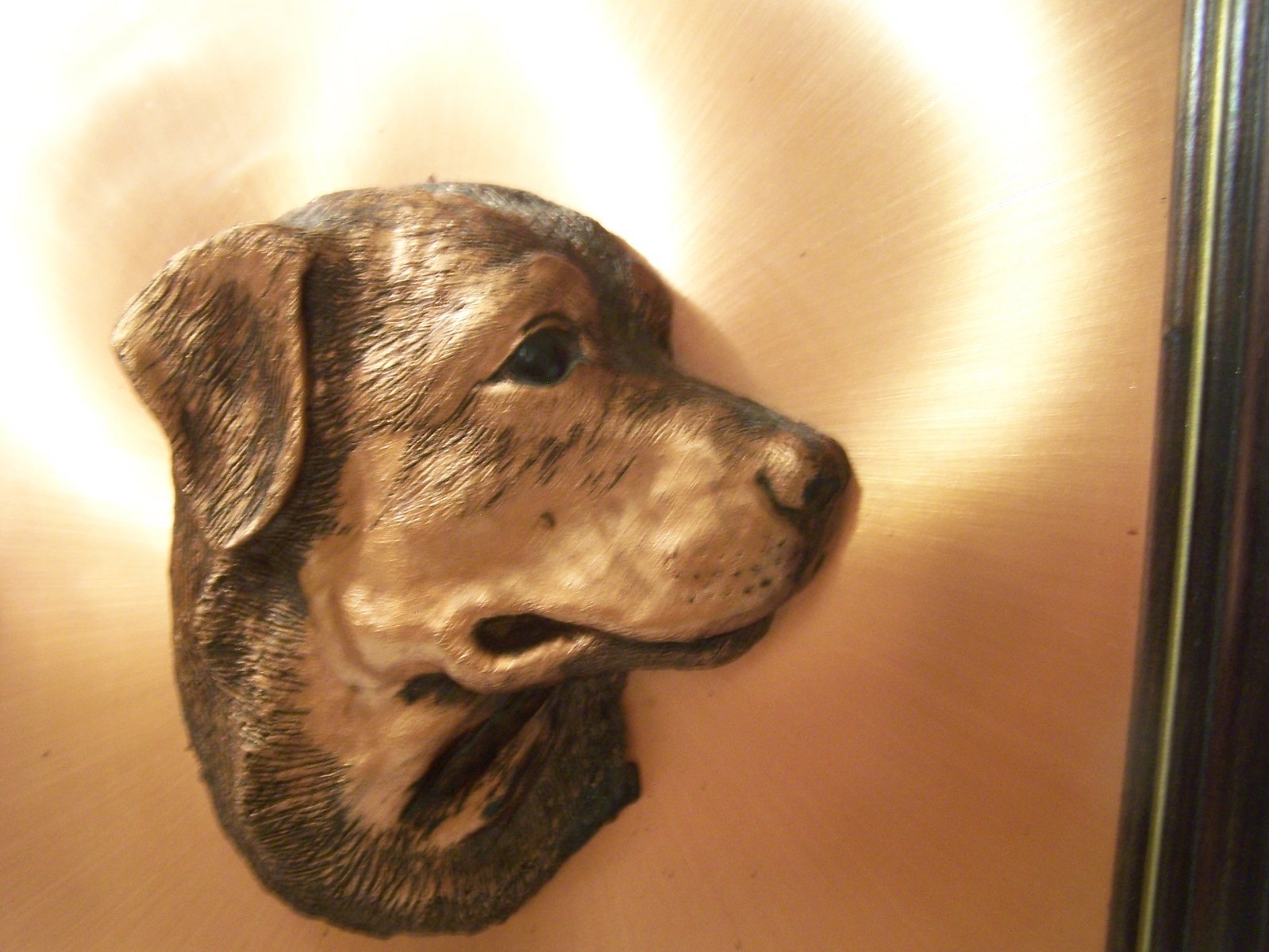 Copper framed art Rottweiler Dog Ready to hang on the wall