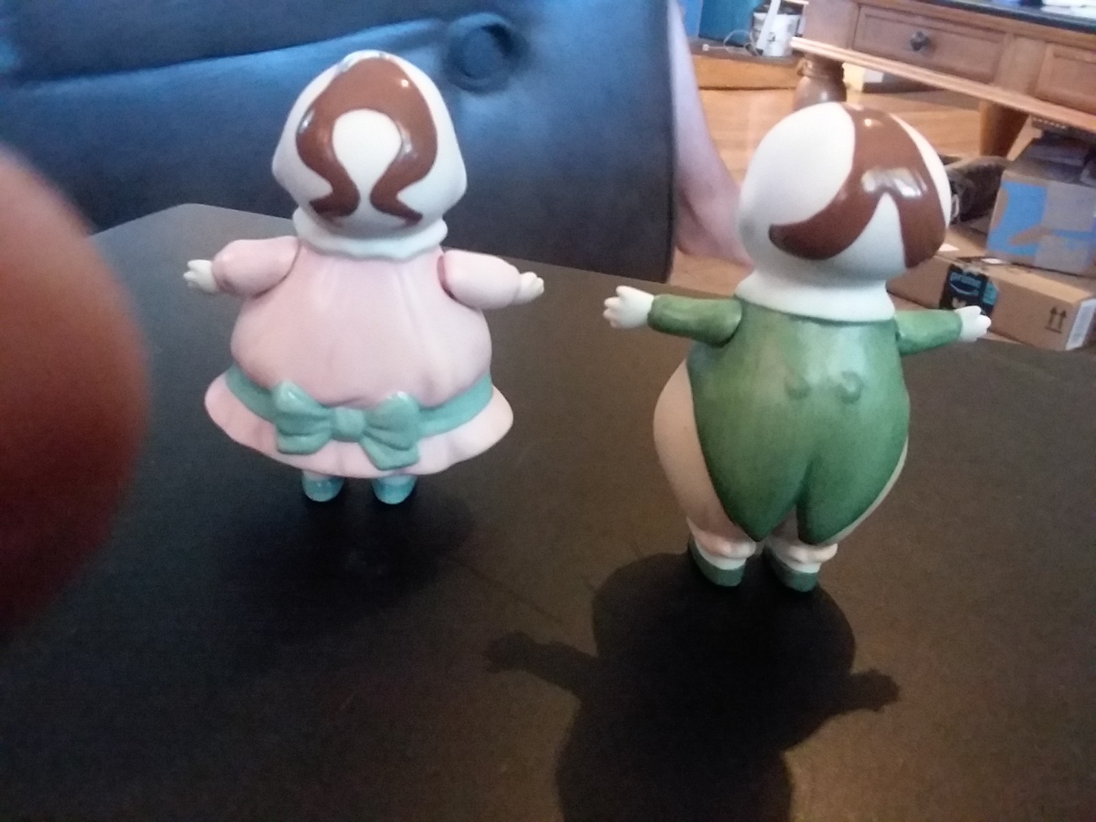 VINTAGE  BISQUE PORCELAIN 4 INCH Set of Happy Fats Dolls JOINTED ARM FIXED LEGS