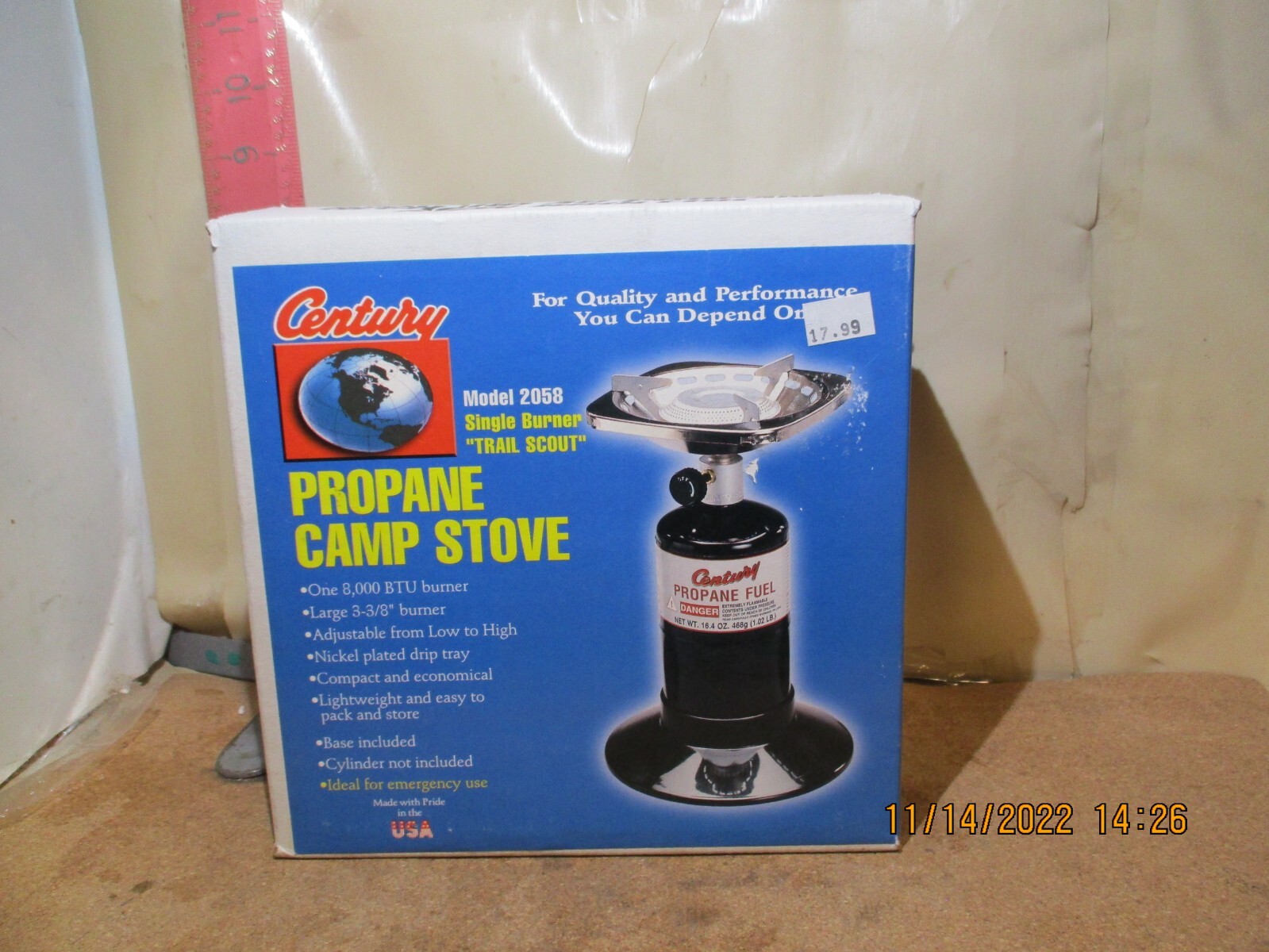 Century Primus Single Burner Trail Scout Propane Camp Stove Model