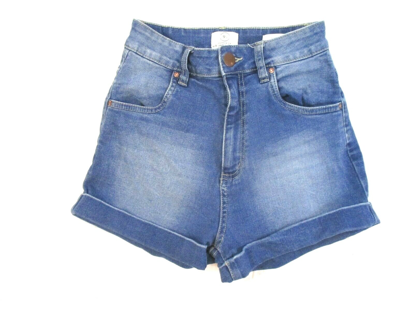 【BAON】Cochatine Denim Short Pants Cotton On High Classic Waist Shorts Sz 4 Blue Denim Jean