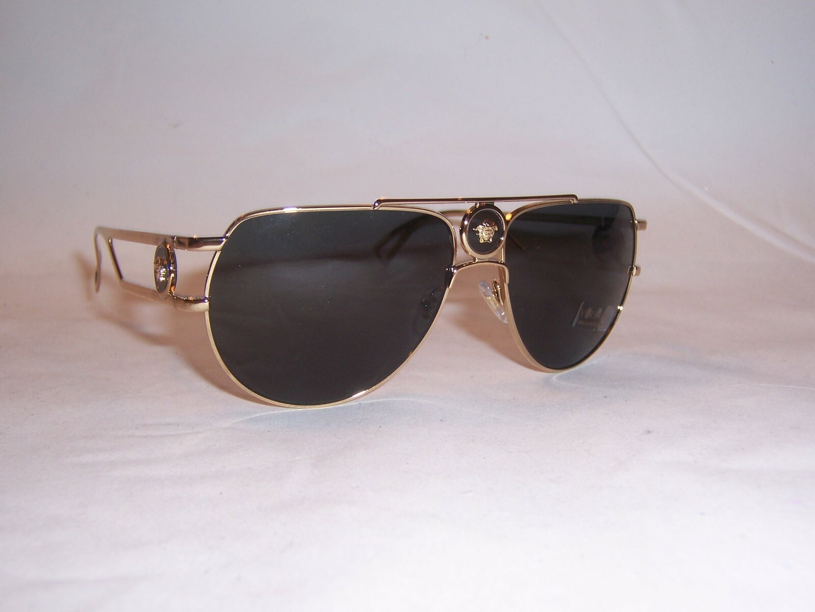 Pre-owned Versace Sunglasses Ve 2225 100287 Gold/gray 60mm Authentic